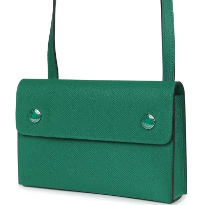 Hermes Hermesnap Wallet Vert Vertigo Epsom Palladium and Lacquered Hardware Hermes Hermesnap Wallet Vert Vertigo Epsom Palladium and Lacquered Hardware