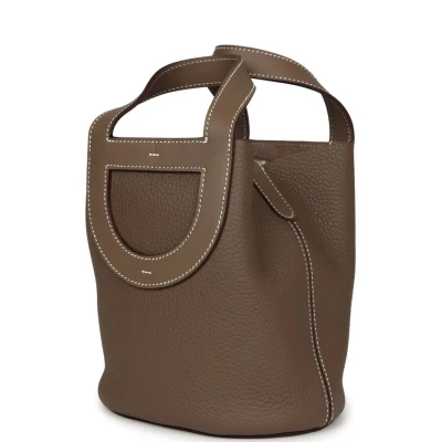 Hermes In-The-Loop 18 Etoupe Clemence and Swift Gold Hardware Hermes In-The-Loop 18 Etoupe Clemence and Swift Gold Hardware