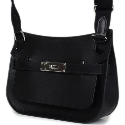 Hermes Jypsiere Mini Black Evercolor Palladium Hardware Hermes Jypsiere Mini Black Evercolor Palladium Hardware