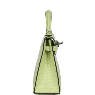 Hermes Kelly 20 Sellier Jaune Bourgeon Matte Alligator Palladium Hardware