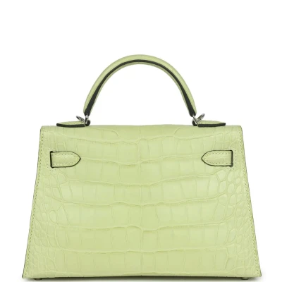 Hermes Kelly 20 Sellier Jaune Bourgeon Matte Alligator Palladium Hardware
