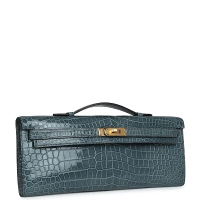Hermes Kelly Cut Colvert Shiny Porosus Crocodile Gold Hardware Hermes Kelly Cut Colvert Shiny Porosus Crocodile Gold Hardware