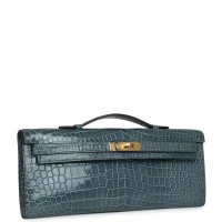 Hermes Kelly Cut Colvert Shiny Porosus Crocodile Gold Hardware Hermes Kelly Cut Colvert Shiny Porosus Crocodile Gold Hardware