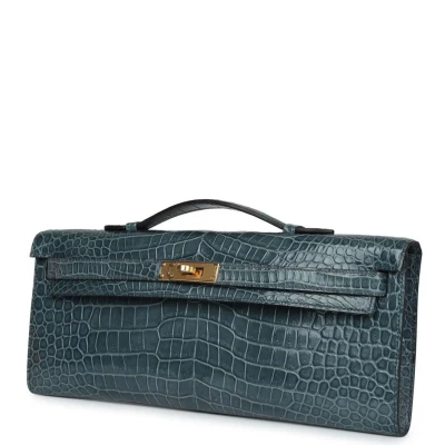 Hermes Kelly Cut Colvert Shiny Porosus Crocodile Gold Hardware Hermes Kelly Cut Colvert Shiny Porosus Crocodile Gold Hardware