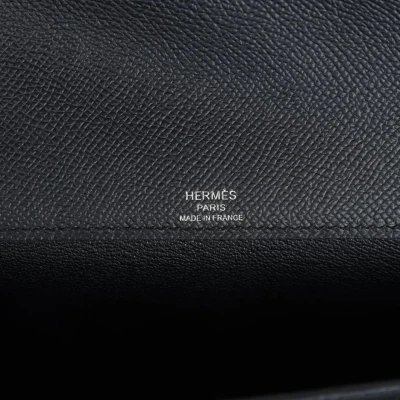 Hermes Kelly Depeches 25 Black Epsom Palladium Hardware