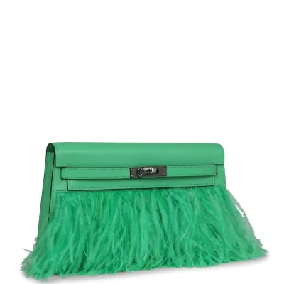 Hermes Kelly Elan Foile Vert Comics Chevre and Ostrich Feather Palladium Hardware Hermes Kelly Elan Foile Vert Comics Chevre and Ostrich Feather Palladium Hardware