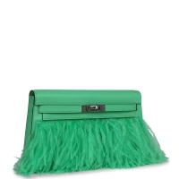 Hermes Kelly Elan Foile Vert Comics Chevre and Ostrich Feather Palladium Hardware Hermes Kelly Elan Foile Vert Comics Chevre and Ostrich Feather Palladium Hardware