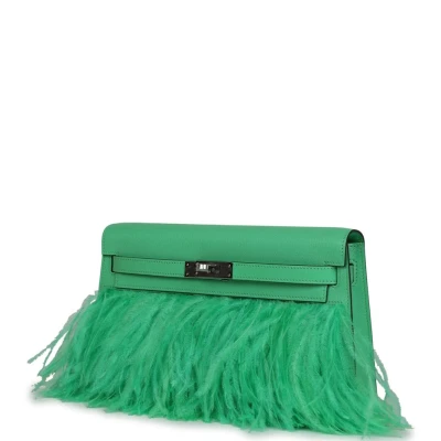 Hermes Kelly Elan Foile Vert Comics Chevre and Ostrich Feather Palladium Hardware Hermes Kelly Elan Foile Vert Comics Chevre and Ostrich Feather Palladium Hardware