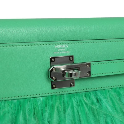 Hermes Kelly Elan Foile Vert Comics Chevre and Ostrich Feather Palladium Hardware Hermes Kelly Elan Foile Vert Comics Chevre and Ostrich Feather Palladium Hardware