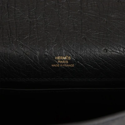 Hermes Kelly Pochette Black Ostrich Gold Hardware Hermes Kelly Pochette Black Ostrich Gold Hardware