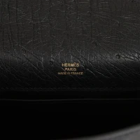 Hermes Kelly Pochette Black Ostrich Gold Hardware Hermes Kelly Pochette Black Ostrich Gold Hardware