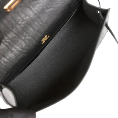 Hermes Kelly Pochette Black Ostrich Gold Hardware Hermes Kelly Pochette Black Ostrich Gold Hardware