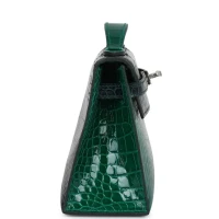 Hermes Kelly Pochette Emerald and Vert Rousseau Shiny Alligator Palladium Hardware Hermes Kelly Pochette Emerald and Vert Rousseau Shiny Alligator Palladium Hardware