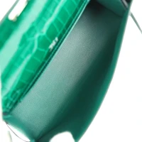 Hermes Kelly Pochette Emerald and Vert Rousseau Shiny Alligator Palladium Hardware Hermes Kelly Pochette Emerald and Vert Rousseau Shiny Alligator Palladium Hardware
