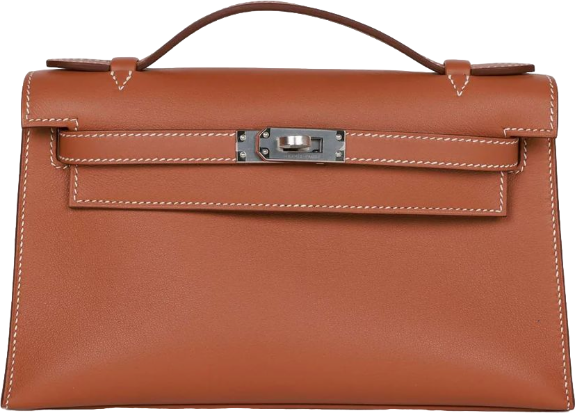 Hermes Kelly Pochette Gold Swift Palladium Hardware