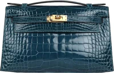 Hermes Kelly Pochette Vert Bosphore Shiny Alligator Gold Hardware Hermes Kelly Pochette Vert Bosphore Shiny Alligator Gold Hardware