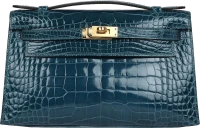 Hermes Kelly Pochette Vert Bosphore Shiny Alligator Gold Hardware Hermes Kelly Pochette Vert Bosphore Shiny Alligator Gold Hardware