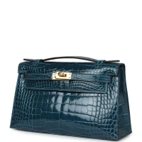 Hermes Kelly Pochette Vert Bosphore Shiny Alligator Gold Hardware Hermes Kelly Pochette Vert Bosphore Shiny Alligator Gold Hardware
