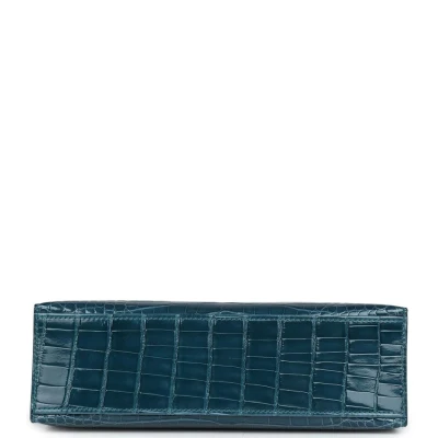 Hermes Kelly Pochette Vert Bosphore Shiny Alligator Gold Hardware Hermes Kelly Pochette Vert Bosphore Shiny Alligator Gold Hardware