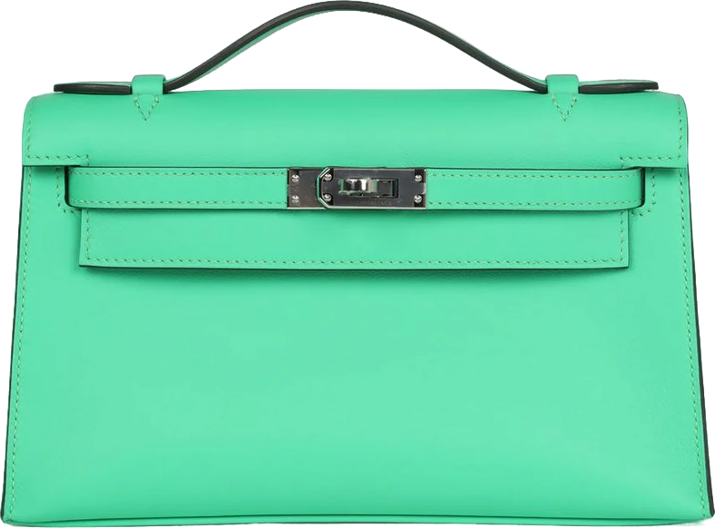 Hermes Kelly Pochette Vert Comics Swift Palladium Hardware