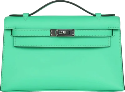 Hermes Kelly Pochette Vert Comics Swift Palladium Hardware Hermes Kelly Pochette Vert Comics Swift Palladium Hardware