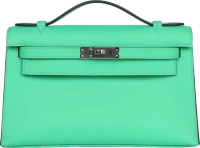 Hermes Kelly Pochette Vert Comics Swift Palladium Hardware Hermes Kelly Pochette Vert Comics Swift Palladium Hardware