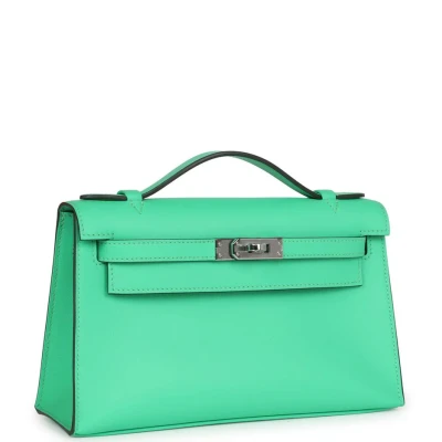 Hermes Kelly Pochette Vert Comics Swift Palladium Hardware Hermes Kelly Pochette Vert Comics Swift Palladium Hardware