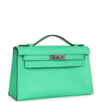 Hermes Kelly Pochette Vert Comics Swift Palladium Hardware Hermes Kelly Pochette Vert Comics Swift Palladium Hardware