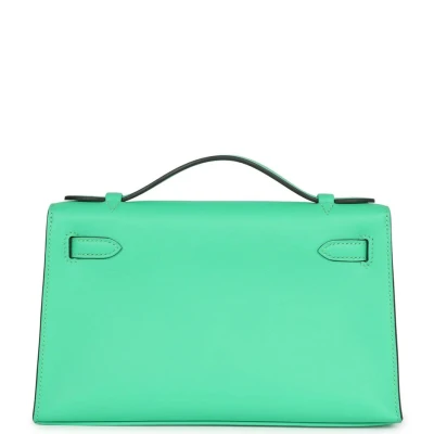 Hermes Kelly Pochette Vert Comics Swift Palladium Hardware Hermes Kelly Pochette Vert Comics Swift Palladium Hardware