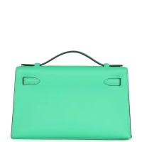Hermes Kelly Pochette Vert Comics Swift Palladium Hardware Hermes Kelly Pochette Vert Comics Swift Palladium Hardware