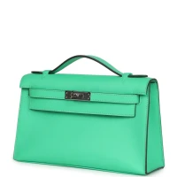 Hermes Kelly Pochette Vert Comics Swift Palladium Hardware Hermes Kelly Pochette Vert Comics Swift Palladium Hardware