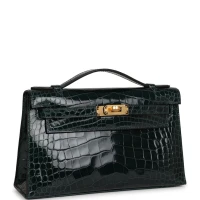Hermes Kelly Pochette Vert Cypress Shiny Alligator Gold Hardware Hermes Kelly Pochette Vert Cypress Shiny Alligator Gold Hardware