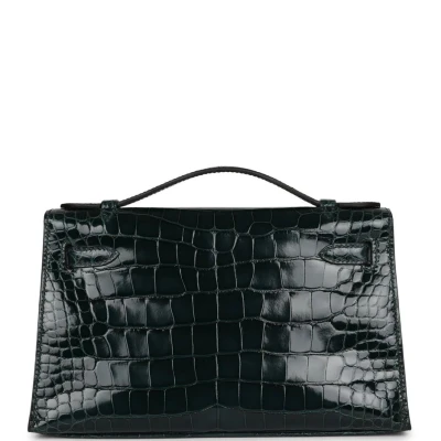 Hermes Kelly Pochette Vert Cypress Shiny Alligator Gold Hardware Hermes Kelly Pochette Vert Cypress Shiny Alligator Gold Hardware