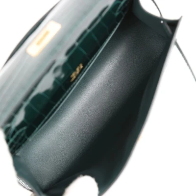 Hermes Kelly Pochette Vert Cypress Shiny Alligator Gold Hardware Hermes Kelly Pochette Vert Cypress Shiny Alligator Gold Hardware