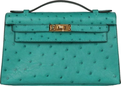 Hermes Kelly Pochette Vert Verone Ostrich Gold Hardware Hermes Kelly Pochette Vert Verone Ostrich Gold Hardware