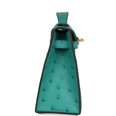 Hermes Kelly Pochette Vert Verone Ostrich Gold Hardware Hermes Kelly Pochette Vert Verone Ostrich Gold Hardware