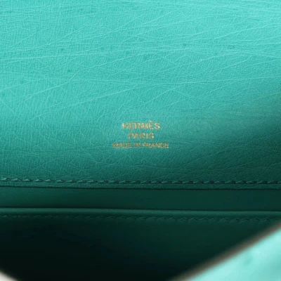Hermes Kelly Pochette Vert Verone Ostrich Gold Hardware Hermes Kelly Pochette Vert Verone Ostrich Gold Hardware