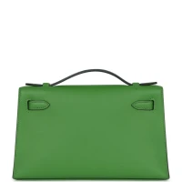 Hermes Kelly Pochette Vert Yucca Swift Gold Hardware