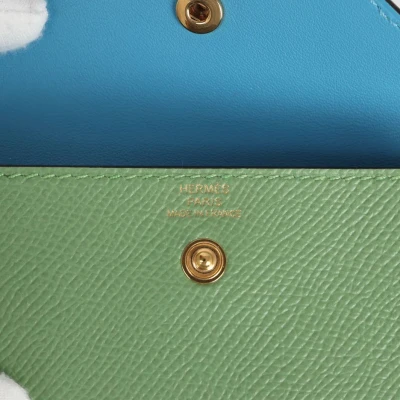 Hermes Kelly Pocket Belt 18 Vert Criquet/Chai/Bleu Frida Epsom Gold Hardware Hermes Kelly Pocket Belt 18 Vert Criquet/Chai/Bleu Frida Epsom Gold Hardware
