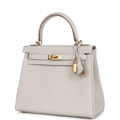 Hermes Kelly Retourne 25 Gris Pale Togo Gold Hardware Hermes Kelly Retourne 25 Gris Pale Togo Gold Hardware