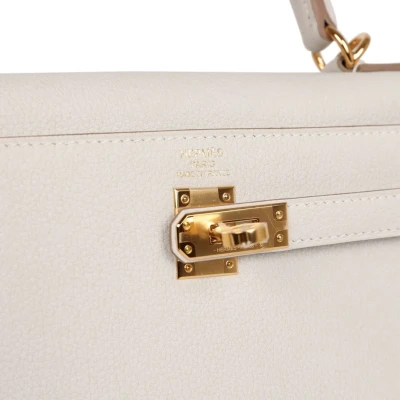 Hermes Kelly Retourne 25 Gris Pale Togo Gold Hardware Hermes Kelly Retourne 25 Gris Pale Togo Gold Hardware