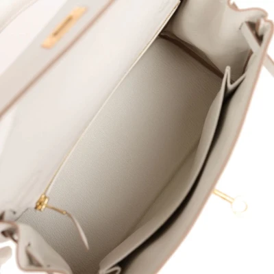 Hermes Kelly Retourne 25 Gris Pale Togo Gold Hardware Hermes Kelly Retourne 25 Gris Pale Togo Gold Hardware