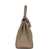 Hermes Kelly Retourne 28 Beige Marfa Clemence Gold Hardware Hermes Kelly Retourne 28 Beige Marfa Clemence Gold Hardware