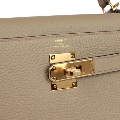 Hermes Kelly Retourne 28 Beige Marfa Clemence Gold Hardware Hermes Kelly Retourne 28 Beige Marfa Clemence Gold Hardware