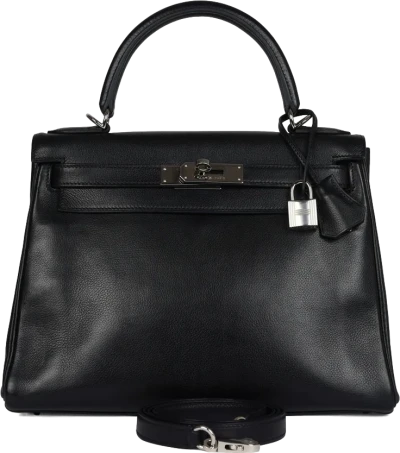 Hermes Kelly Retourne 28 Black Evergrain Palladium Hardware Hermes Kelly Retourne 28 Black Evergrain Palladium Hardware