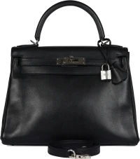 Hermes Kelly Retourne 28 Black Evergrain Palladium Hardware Hermes Kelly Retourne 28 Black Evergrain Palladium Hardware