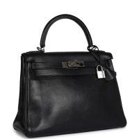 Hermes Kelly Retourne 28 Black Evergrain Palladium Hardware Hermes Kelly Retourne 28 Black Evergrain Palladium Hardware