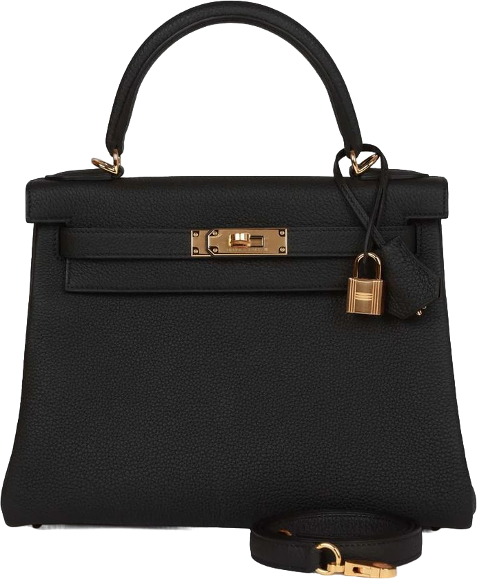 Hermes Kelly Retourne 28 Black Togo Gold Hardware