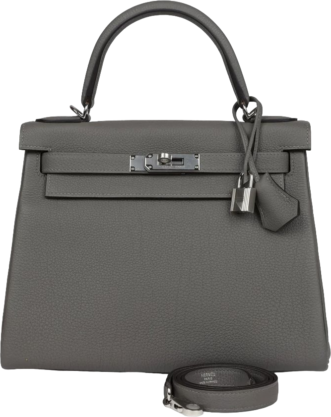 Hermes Kelly Retourne 28 Gris Meyer Togo Palladium Hardware