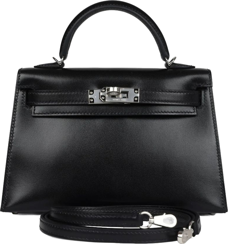 Hermes Kelly Sellier 20 Black Box Palladium Hardware
